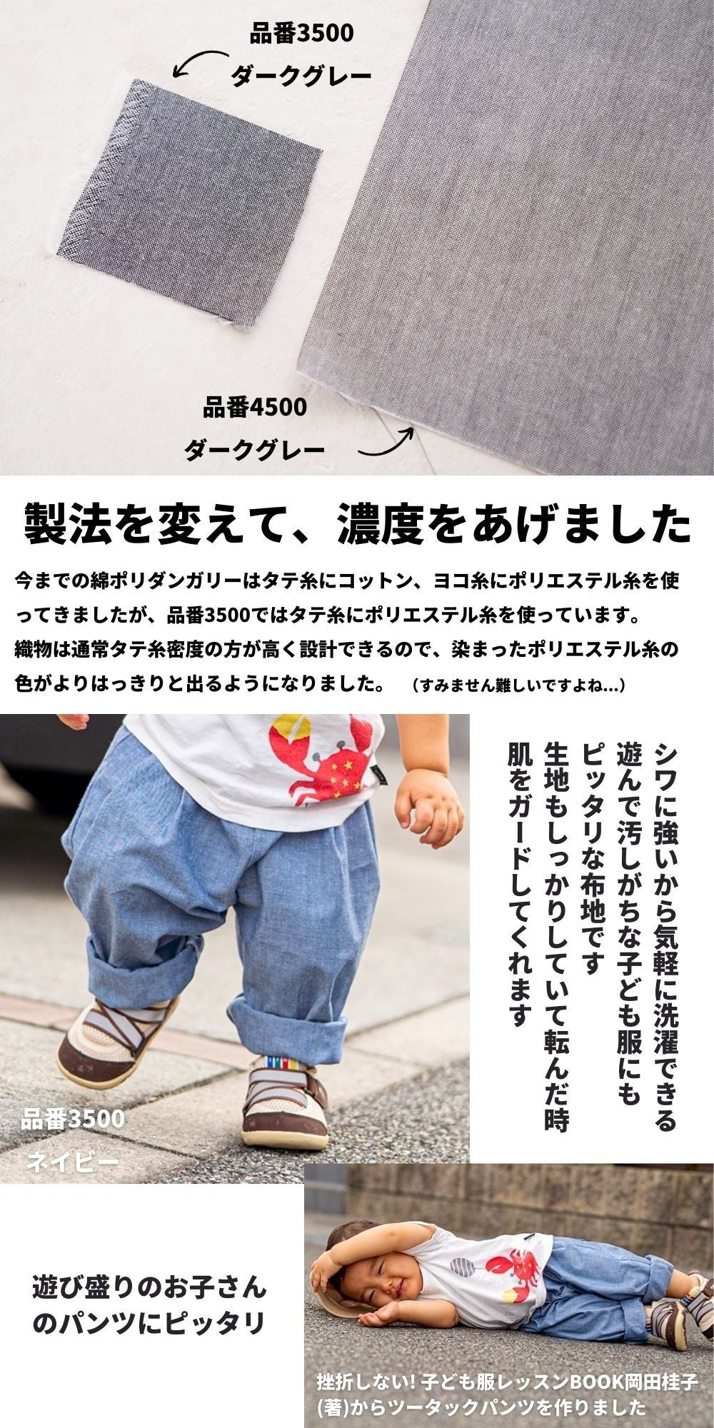 綿ポリダンガリー 品番3500 20cmx25cm 4色入り サンプル 交織 平織【商用可能】 画像3