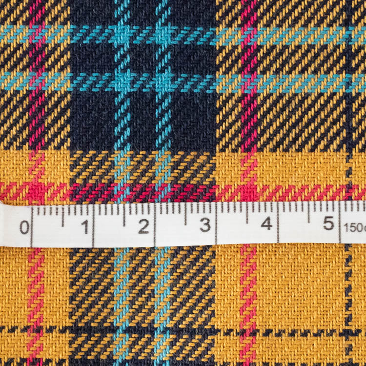 コットン タータンチェック マスタード×ピンク×ブラック×ブルー 50cm単位 108cm幅 0.45mm厚【商用可能】
