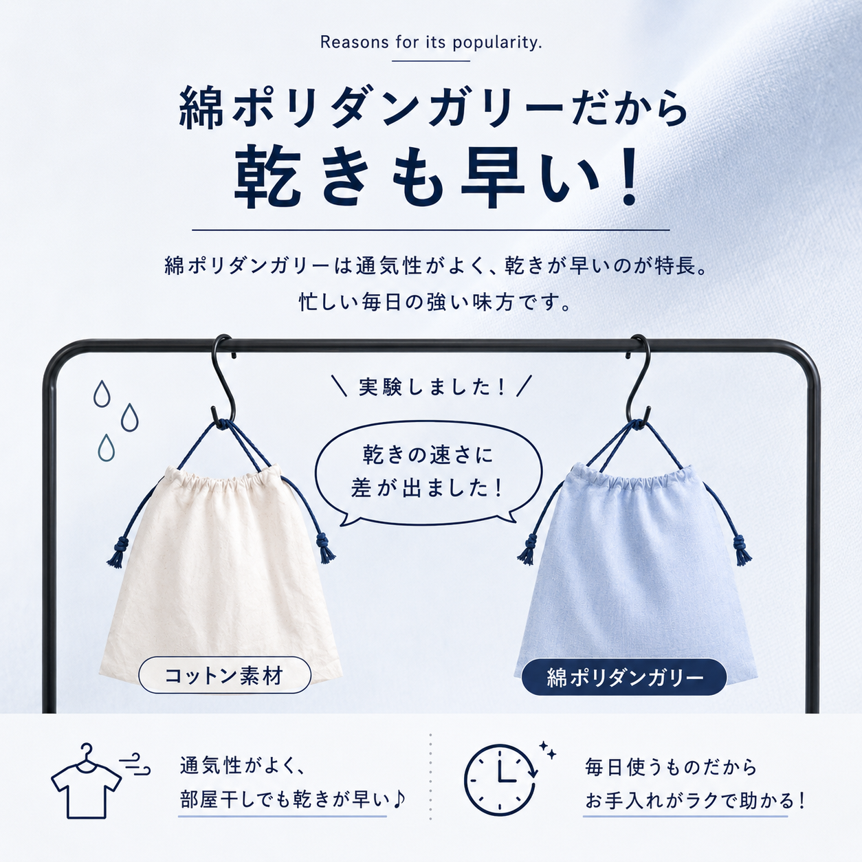 シンプルなポケット付きエプロンキット 綿ポリダンガリー 全56色