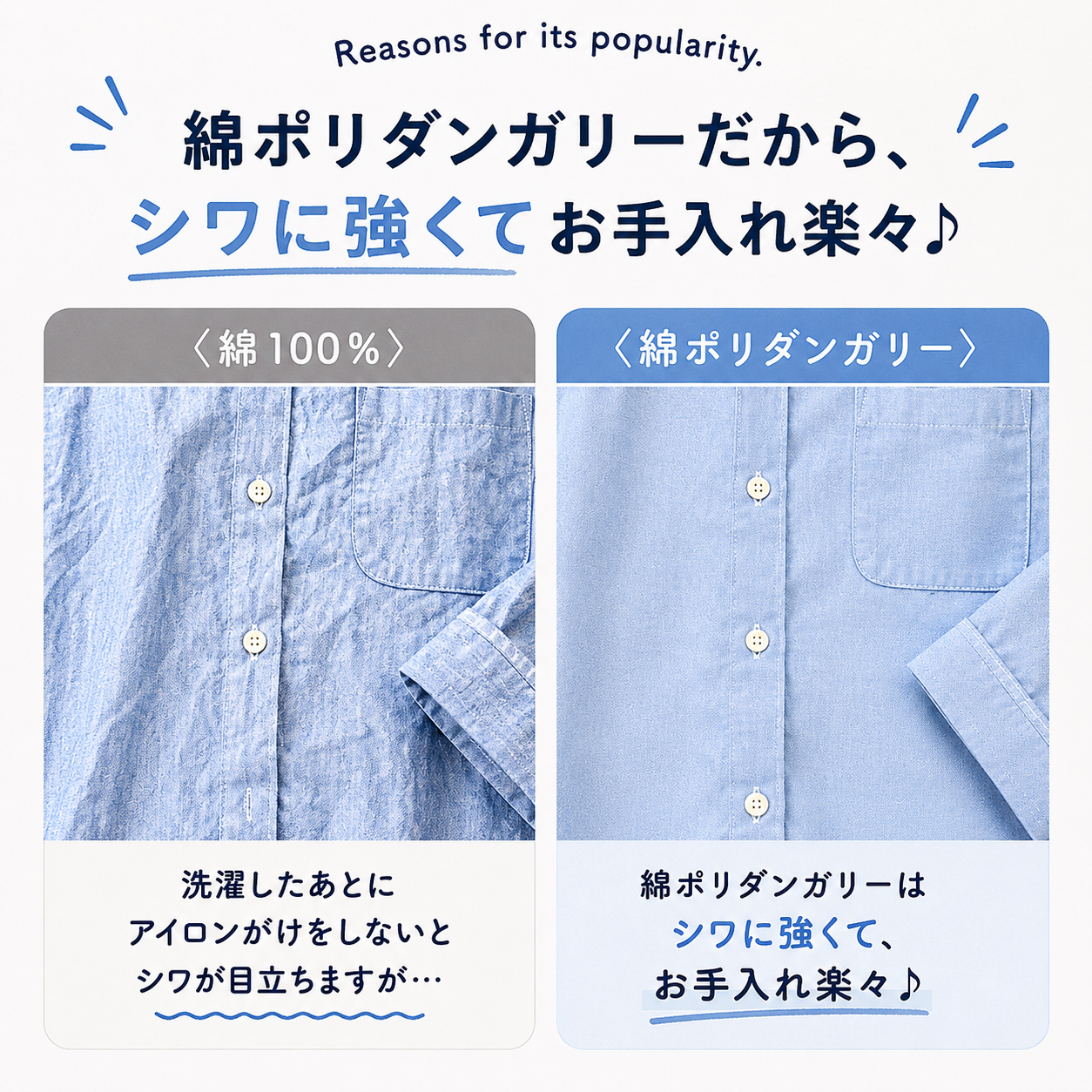 シンプルなポケット付きエプロンキット 綿ポリダンガリー 全56色