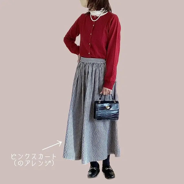 綿ポリダンガリー ギンガムチェック 大人スカート Leeep Instagram作品例 17996129374529539_ma_______rono 4520-16-120#柄の大きさ_5mm#カラー_#120 ダークグレー
