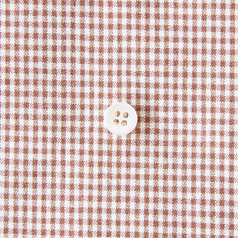 綿ポリダンガリー ギンガムチェック#柄の大きさ_1.5mm#カラー_#116 ココア