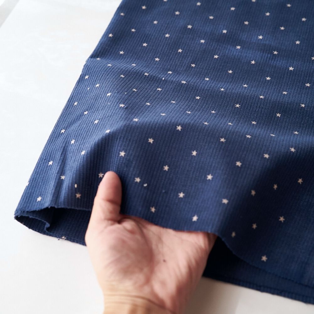 生地布星柄ストレッチコーデュロイ50cm単位繋げてカット110cm幅0.75mm厚【商用可能】