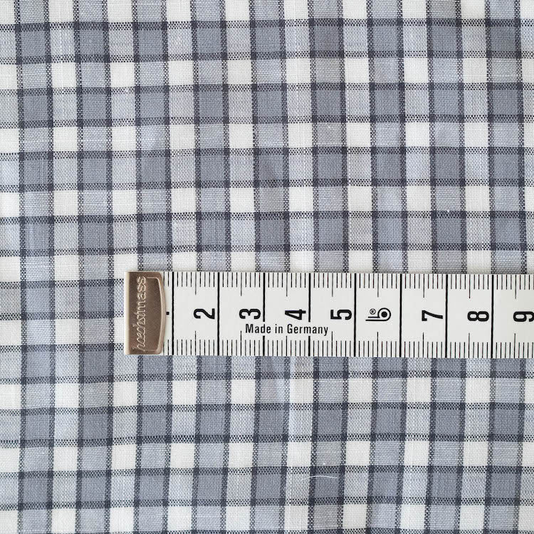 コットンリネン チェック ホワイト×ダークグレー×グレー 50cm単位 110cm幅 0.25mm厚【商用可能】