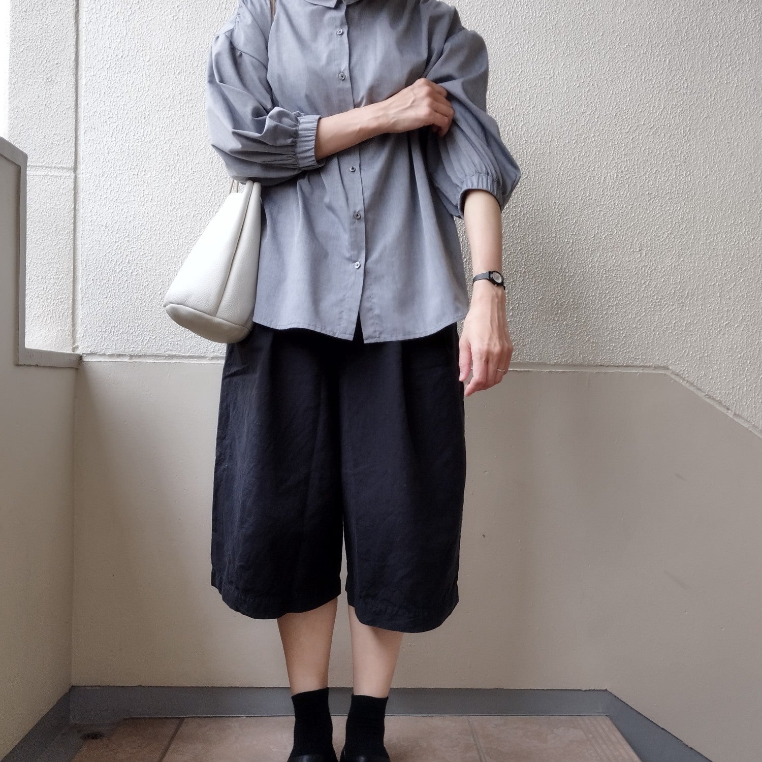 綿ポリ ハーフダンガリー#色_ブラック