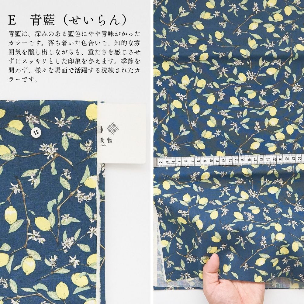 檸檬 レモン プリント ブロード