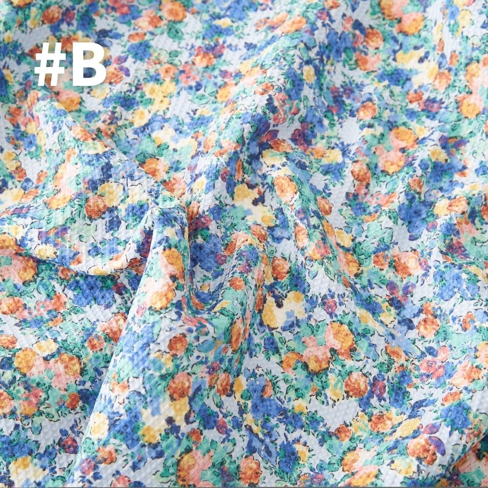 ポリエステル 花柄リップル