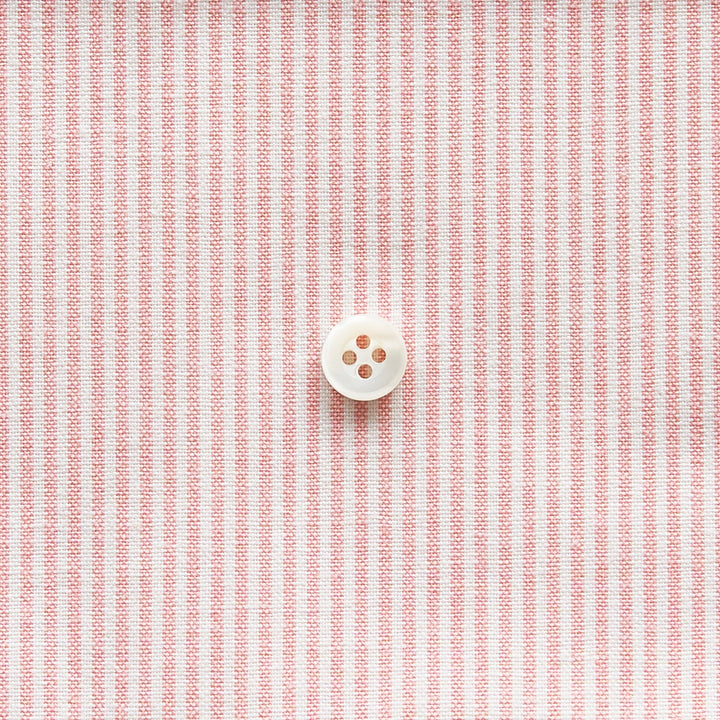 綿ポリダンガリー ストライプ#柄の大きさ_1.5mm#カラー_#102 サーモンピンク