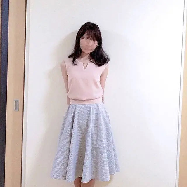 綿ポリダンガリー ギンガムチェック 大人スカート Leeep Instagram作品例 17953583209077345_maruishi 4520-4-108#柄の大きさ_1.5mm#カラー_#108 グレー