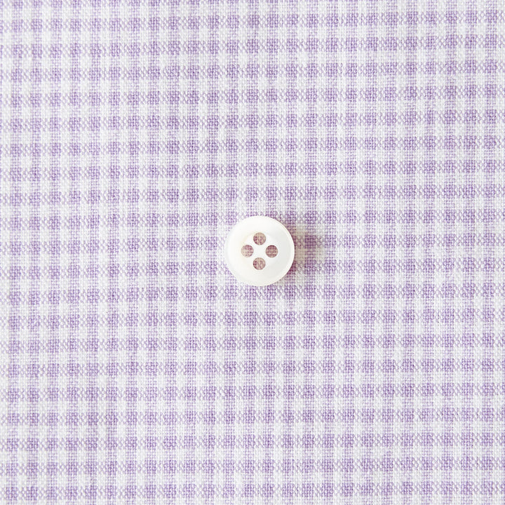 綿ポリダンガリー ギンガムチェック#柄の大きさ_1.5mm#カラー_#123 ペールラベンダー