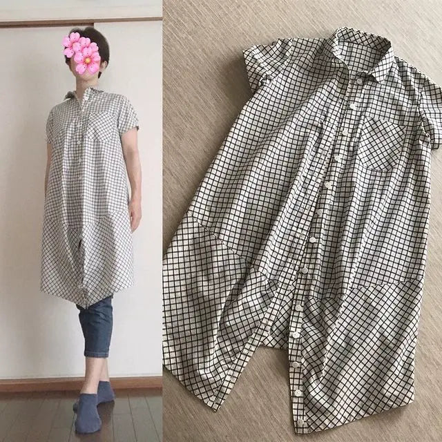 綿ポリ ソフトダンガリー ウィンドウチェック 大人ワンピース Instagram作品例 CRKfLPXMqQ8 1 8000-29-g#カラー_ブラック