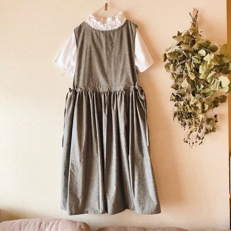 播州織 コットンダンガリー 先染め 大人ワンピース Instagram作品例 ChoR0E6vJkY 1 9000-1-1-f#カラー_ダークグレー