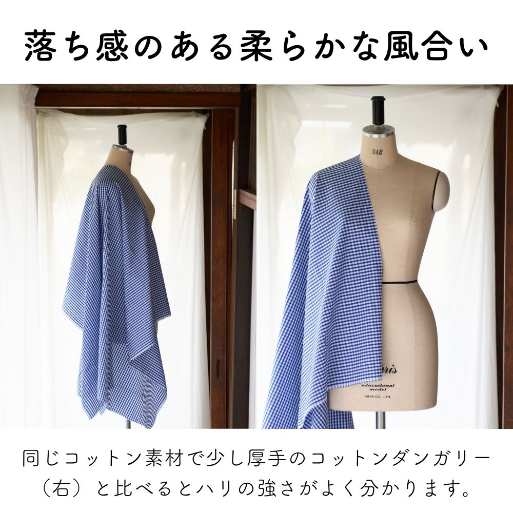 コットンギンガム 5mmチェック ブルー 画像4