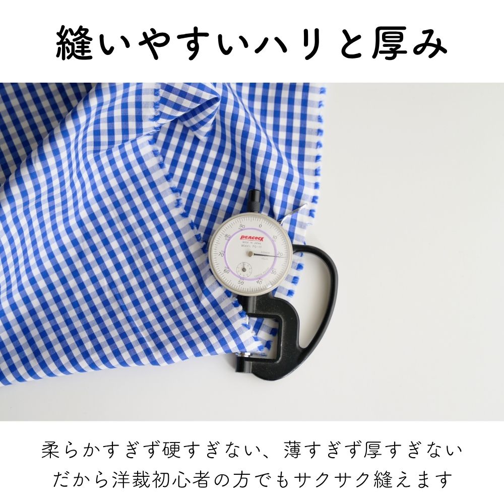 コットンギンガム 5mmチェック ブルー 画像6