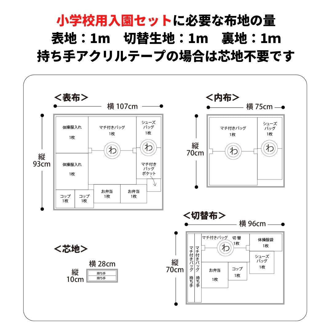 入学入園グッズ5点セットが作れる型紙