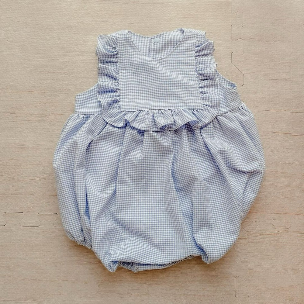 1.5mmみずいろの綿ポリギンガムで作ったベビー服