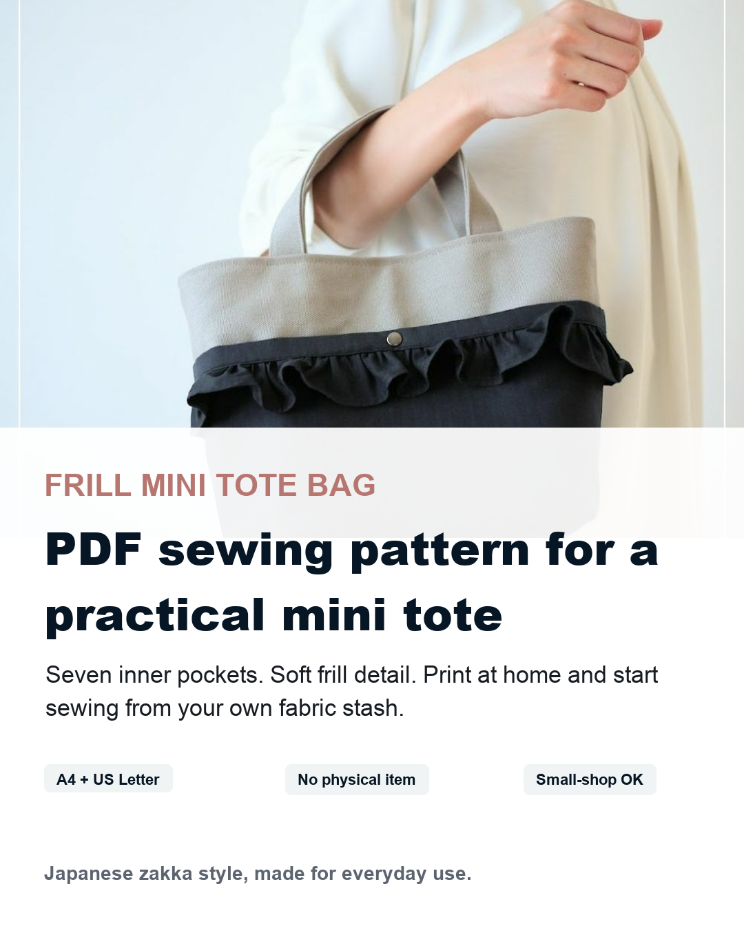 Frill Mini Tote Bag lifestyle sewing pattern creative